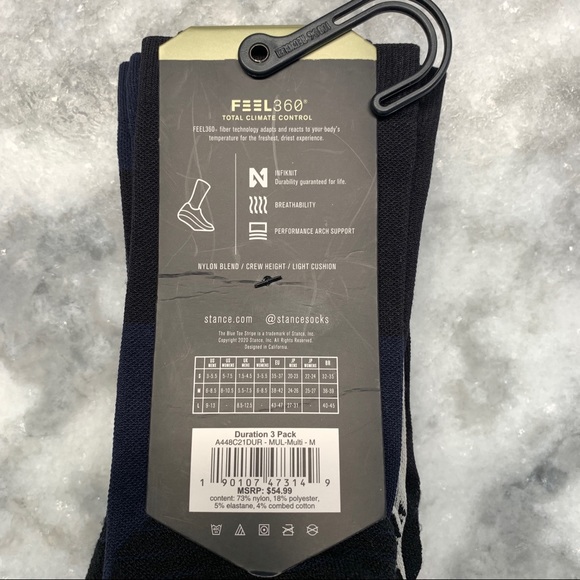 STANCE performance crew socks (3pk) size med nylon blend arch support - Picture 7 of 11